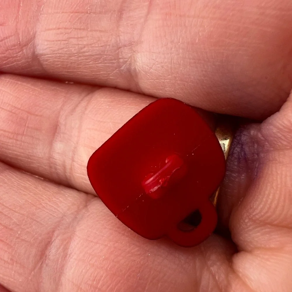 Red Mini Mug Buttons Christmas Cocoa Cup Craft Buttons Lot 4
